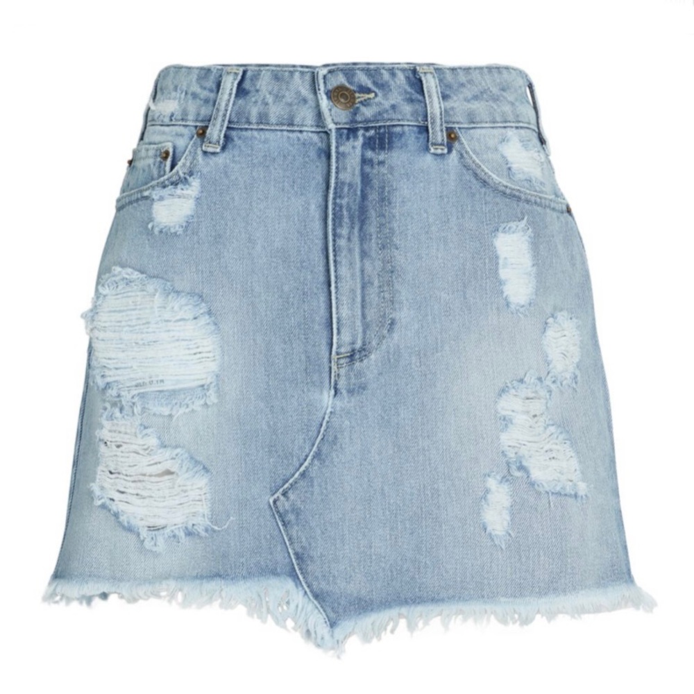 NEW SER.O.YA REVOLVE DISTRESSED DENIM MINI SKIRT - Picture 8 of 10